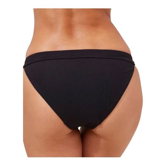 Andie NWT The Bold Banded Cheeky Rib Flattering Bikini Bottom Black Medium - Picture 2 of 16